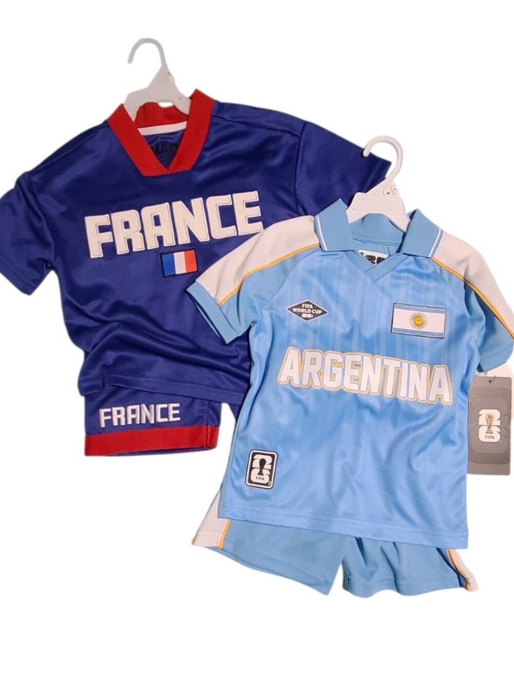 NWT Kids Soccer Jersey Sets Bundle France & Argentina Sizes 4 5 6 Kit